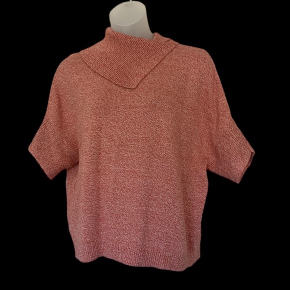 CABI sweater pumpkin orange, 1/2 dolman sleeves, split wide mock turtleneck, M - Picture 3 of 11